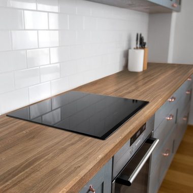 Rikmani Tischplatte Massivholzplatte Eiche Dunkel Naturholz Esstisch Schreibtisch Arbeitsplatte Küche Holzbrett Schreibtischplatte, Massivholz