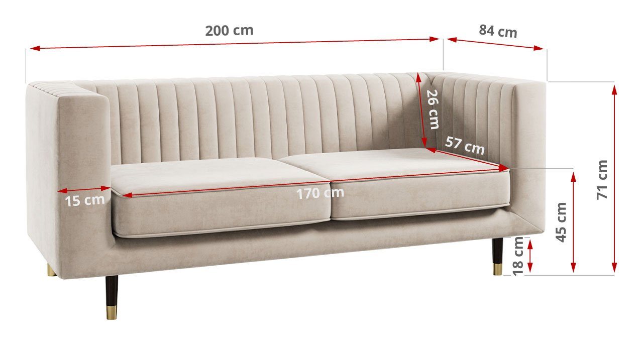 MKS MÖBEL Sofa ELMO 3 2 1, Möbelset mit hohen Beinen, im modischen Stil, Loungemöbel