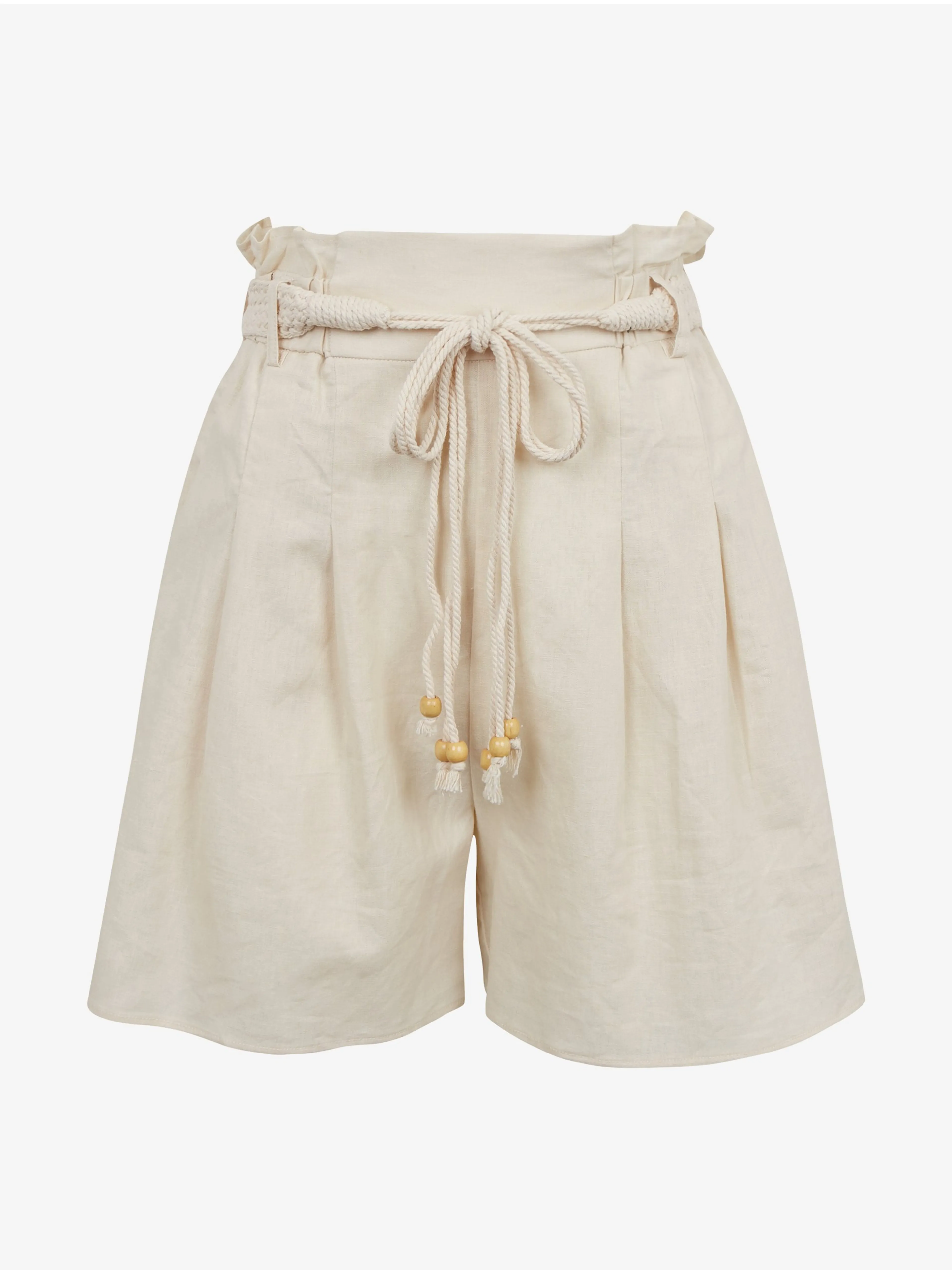 Beigefarbene Damen-Leinen-Shorts ORSAY