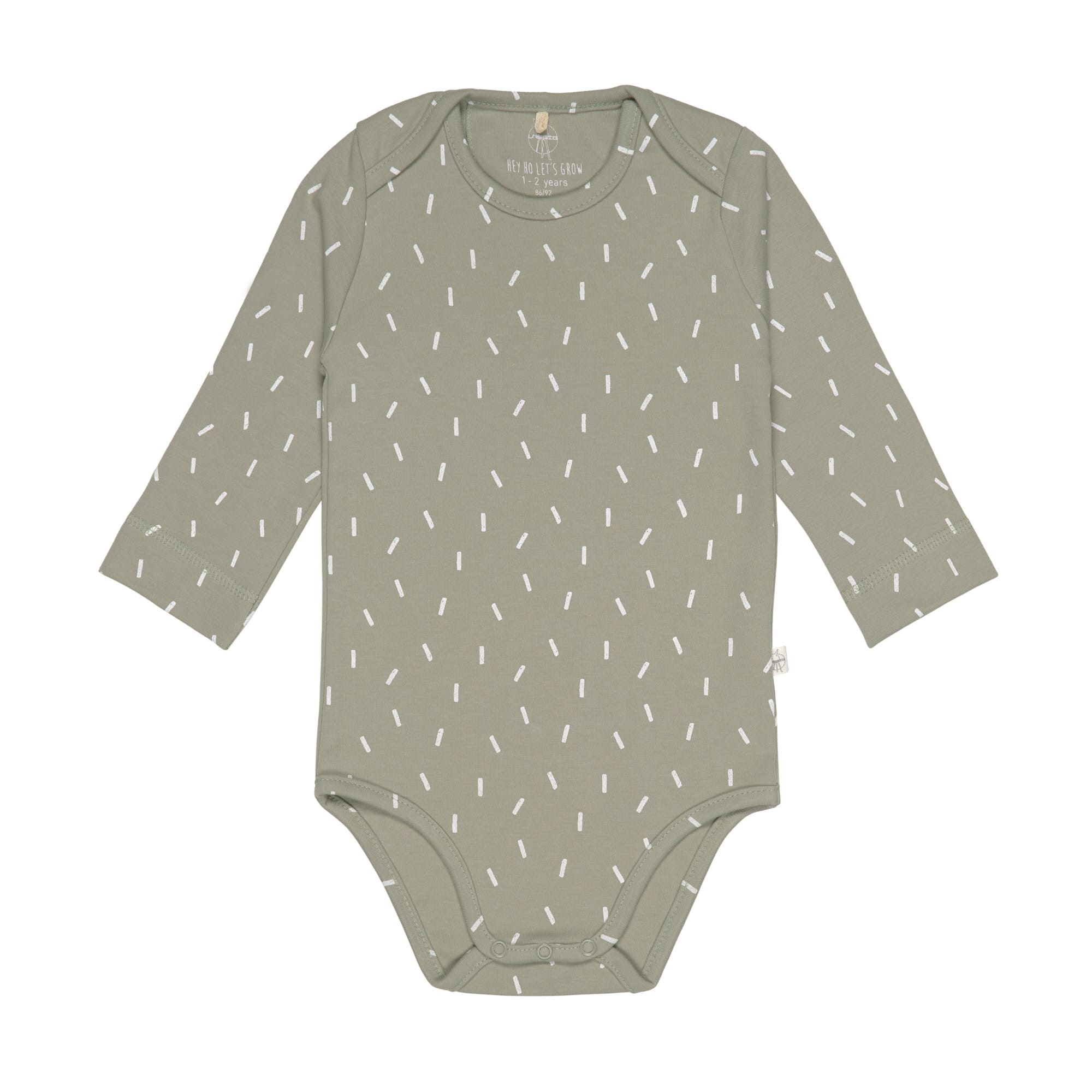 Baby Body langarm - Bio Baumwolle, Striche, Oliv