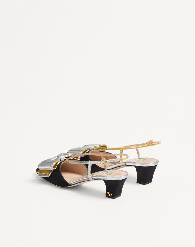 Bowow Slingback Decote Em Tecido Moiré 45mm