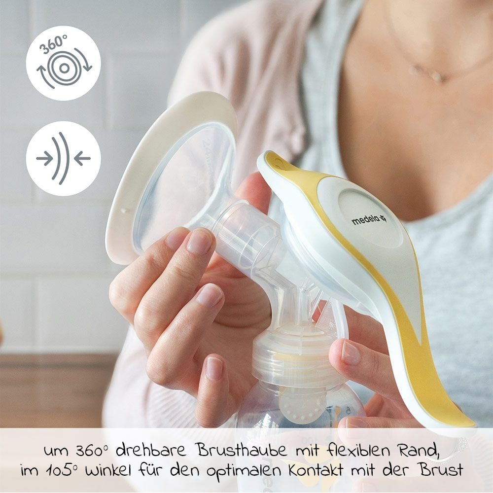 MEDELA Handmilchpumpe Harmony Flex, 2-tlg., 1x Handmilchpumpe, mit 150 ml Flasche - für zuhause und unterwegs