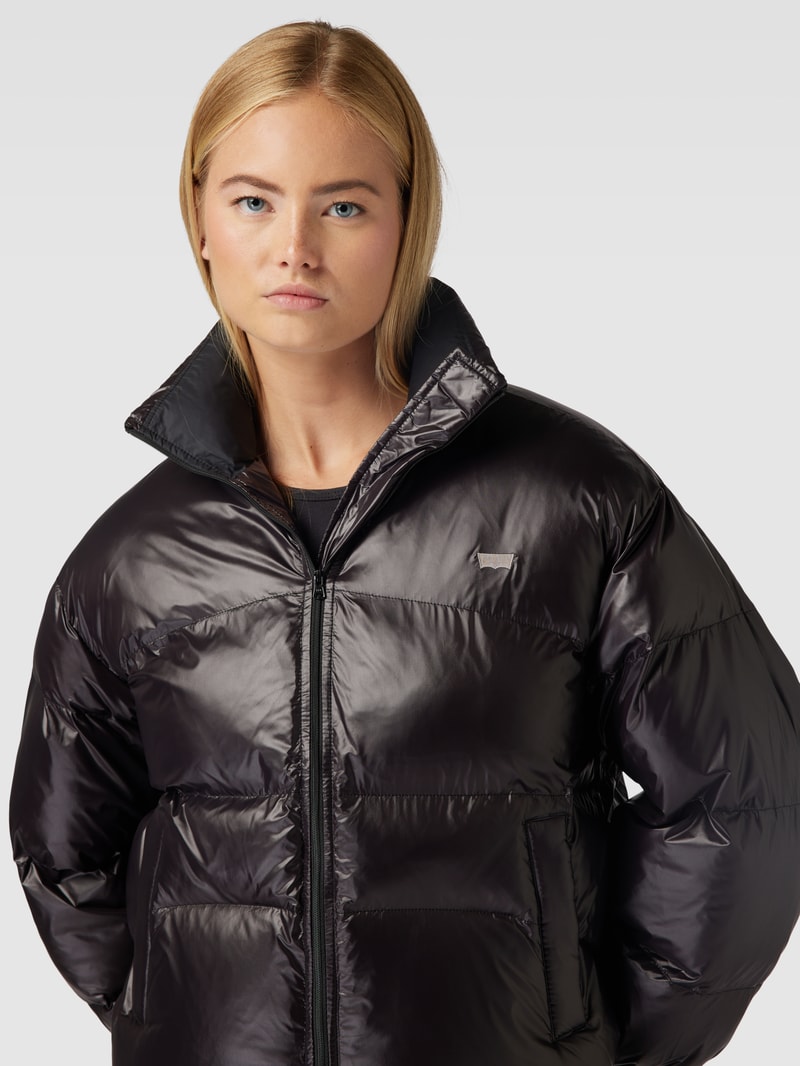 Steppjacke mit Logo-Stitching Modell 'RETRO PUFFER' in schwarz