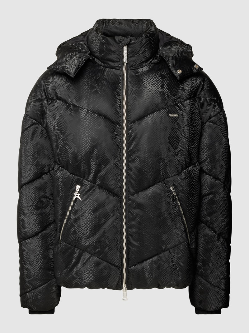 Steppjacke mit Schlangenmuster in schwarz