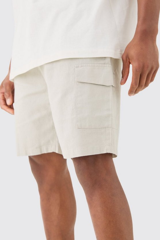 Leinen Cargo-Shorts mit elastischem Bund