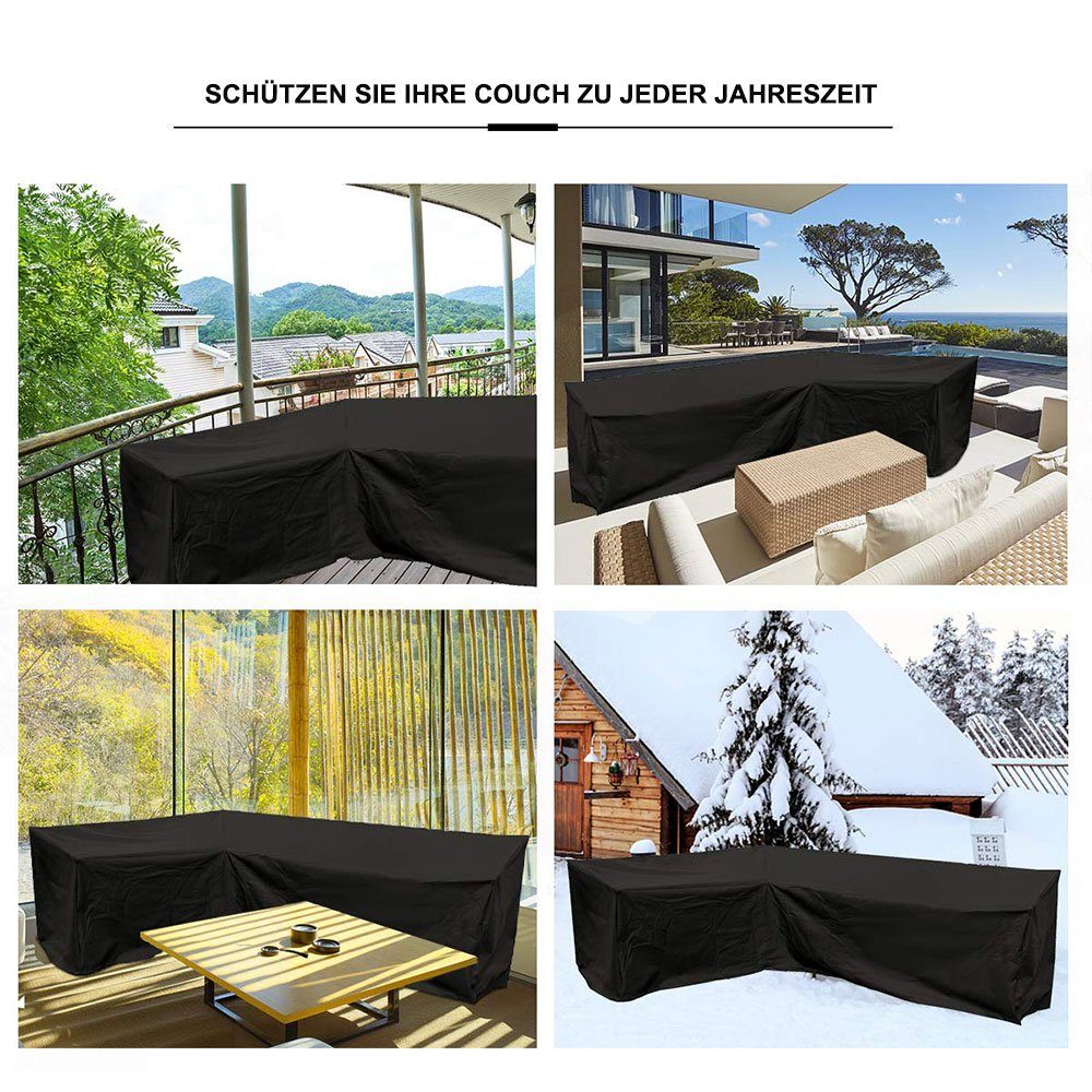 Rosnek Gartenmöbel-Schutzhülle L Form Regenschutz, Staubschutzhüllen,Outdoor Patio Garten, Lounge Set Sofa Schutzhülle