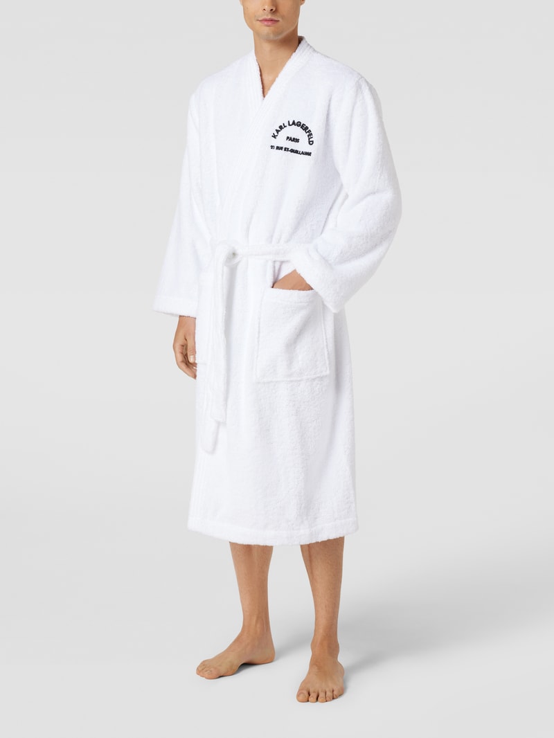Bademantel mit Label-Stitching in weiß