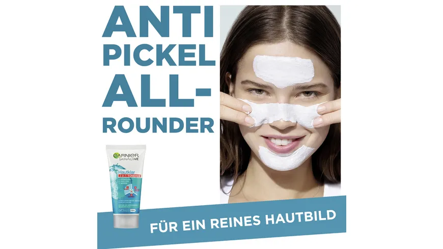 Garnier Hautklar 3in1 Reinigung+Peeling+Maske - Effiktive Pflege für unreine und fettige Haut für ein klares Hautbild 150 ml