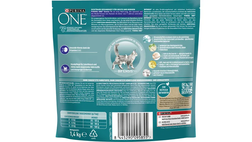 PURINA ONE Bifensis Senior 7+ mit Huhn Katzentrockenfutter 1.4 kg