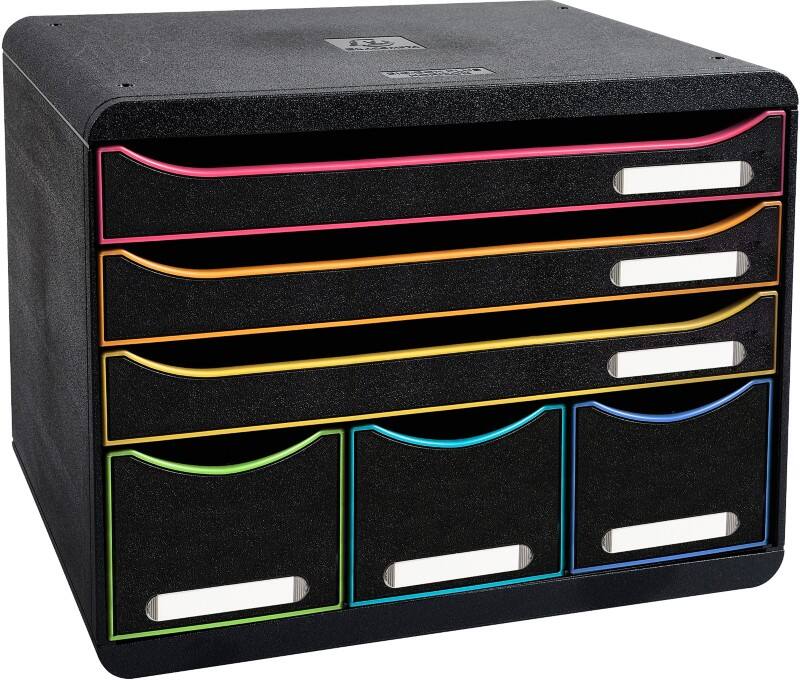Exacompta Black Office Schubladenbox 6 Kunststoff Mehrfarbig, Schwarz 35,5 x 27 x 27,1 cm 1