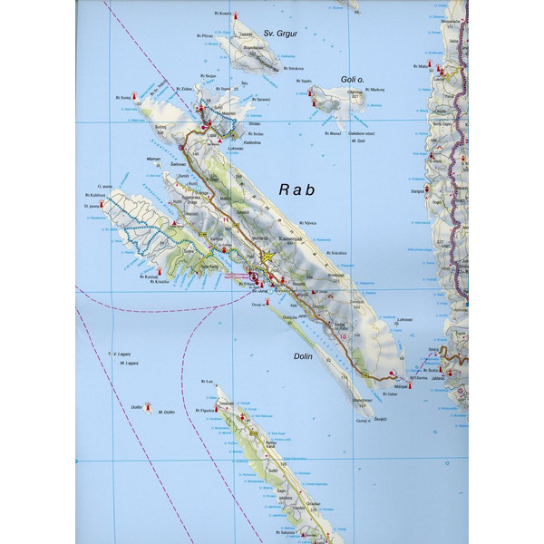 Cres - LoSinj - Krk - Rab, Top 10 Tips, Autokarte 1:100.000 - Straßenkarte