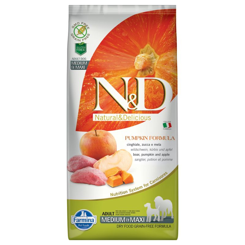 Farmina N&D getreidefrei Kürbis Adult Medium & Maxi mit Wildschwein & Apfel