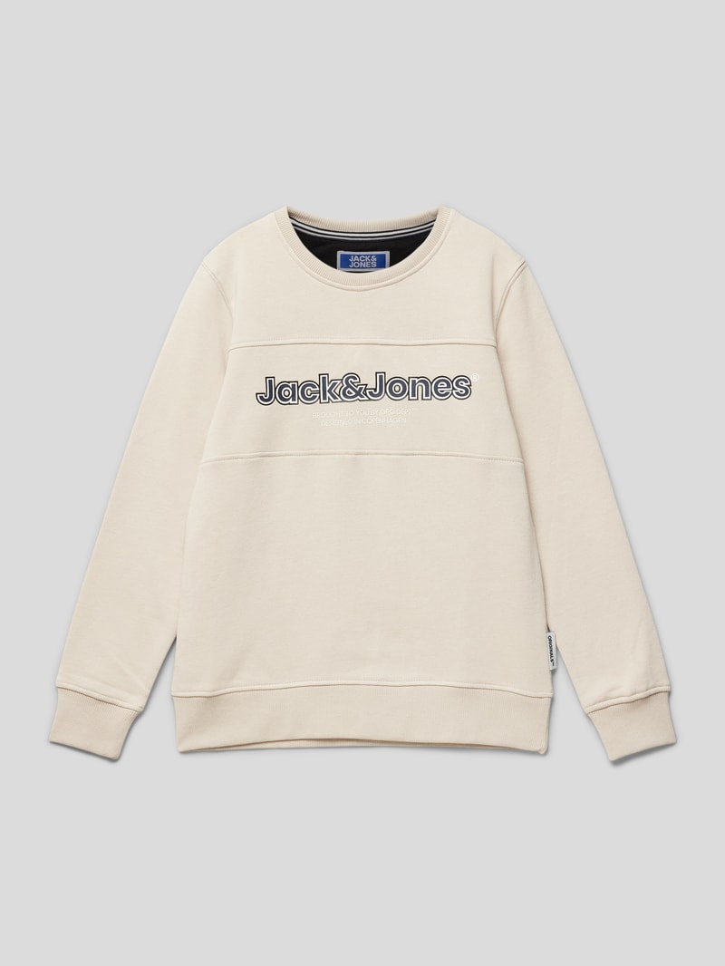 Sweatshirt mit Label-Print Modell 'JORLAKEWOOD' in ecru