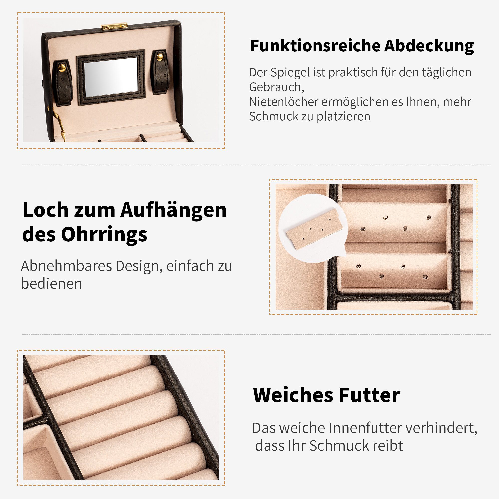 AdelDream Schmuckkasten YY-J021, Schöne Leder Schmuckschatulle Fall Aufbewahrung Organizer