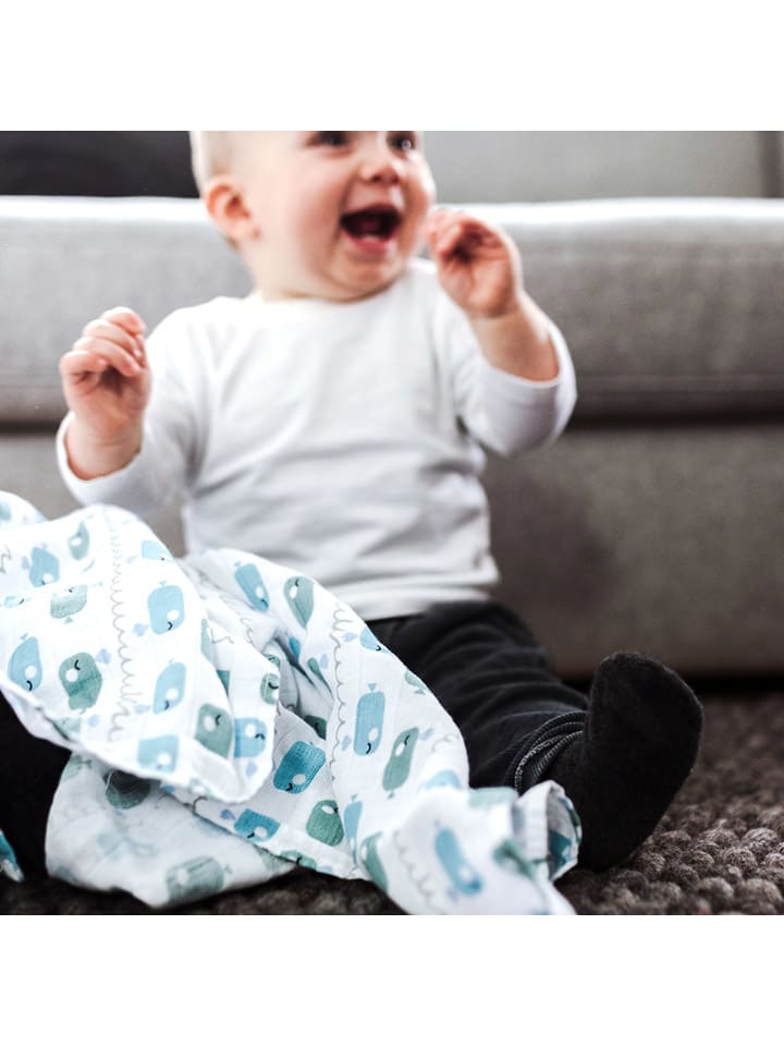 Emma&Noah 3er-Set: Mullwindeln in Weiß/ Blau günstig kaufen 70x70 cm