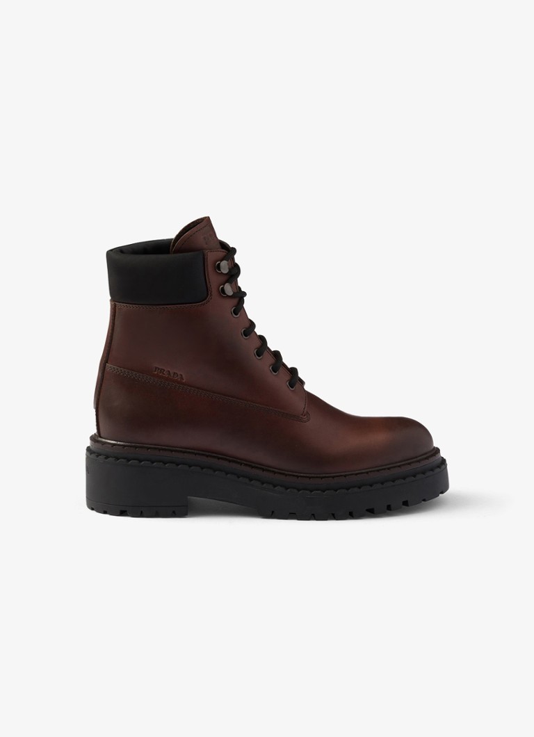 Prada  Re-Nylon veterboot van leer