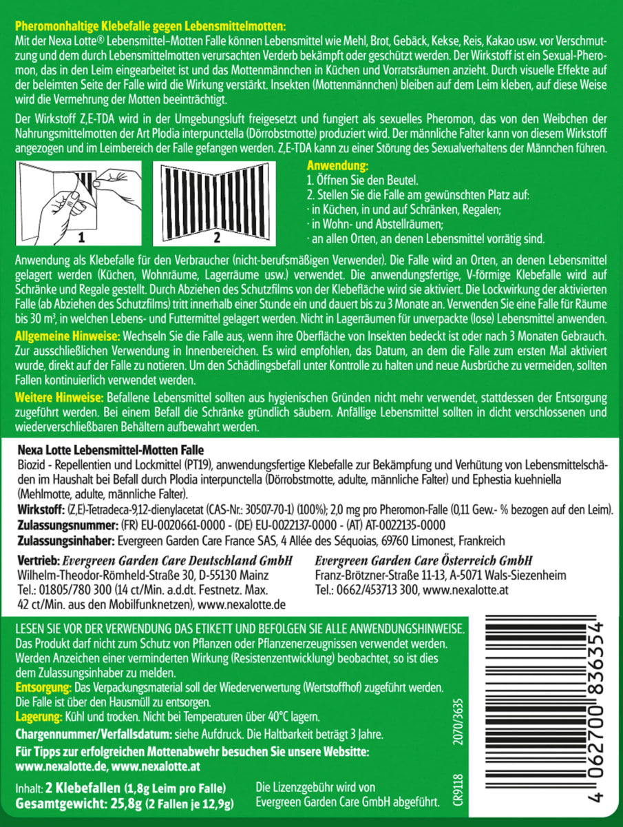 Lebensmittel Mottenfallen, 2 St