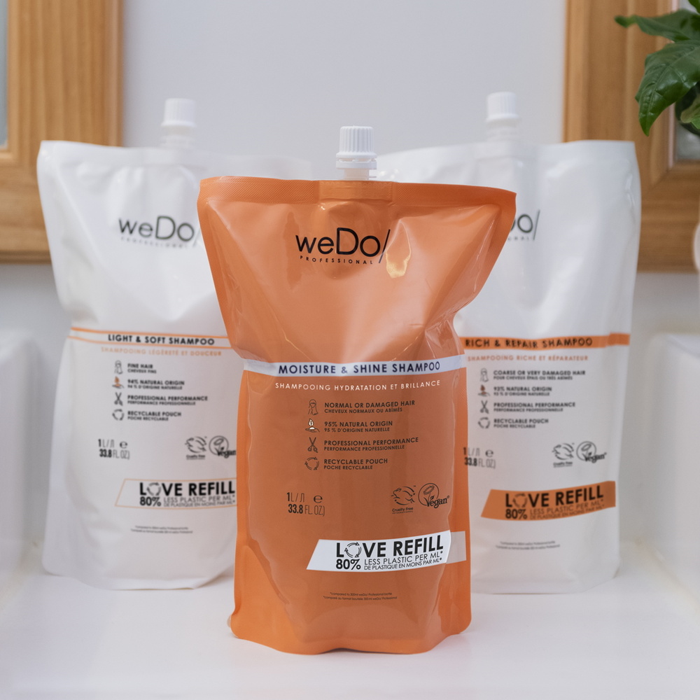 wedo Shampoing Vegan Légèreté et Douceur recharge pour cheveux fins Shampooing vegan sans sulfate sans silicone pour cheveux fins