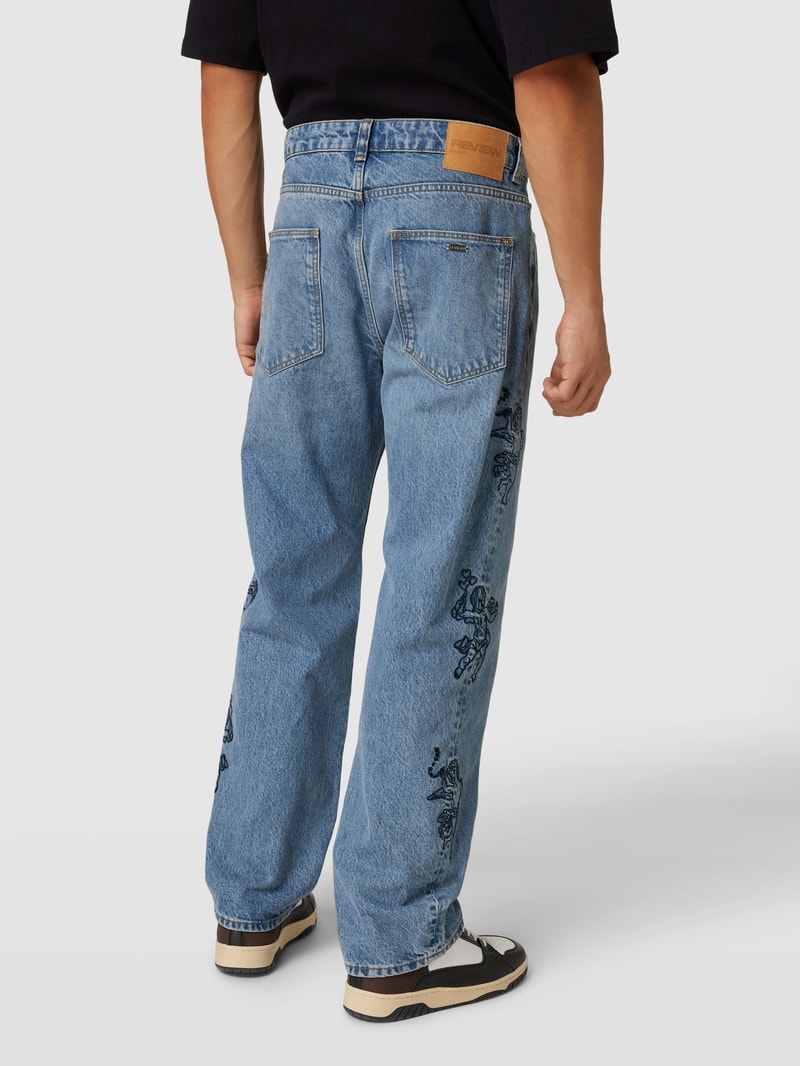 Jeans mit Motiv-Stitching Modell 'ANGEL' in blau