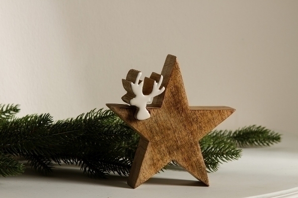 MyFlair Deko Puzzle Star mit Renntier, groß