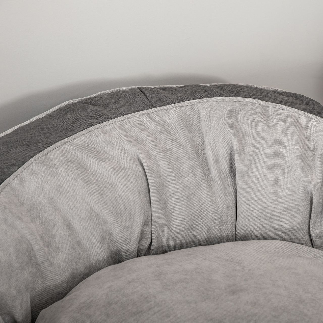 PawHut Hundebett Hundematte Hundekissen Hundematratze rundes Tierbett Hundesofa Haustierbett für Hunde Katzen Leinenartiges Polyester Dunkelgrau Creamweiß 85 x 85 x 35 cm