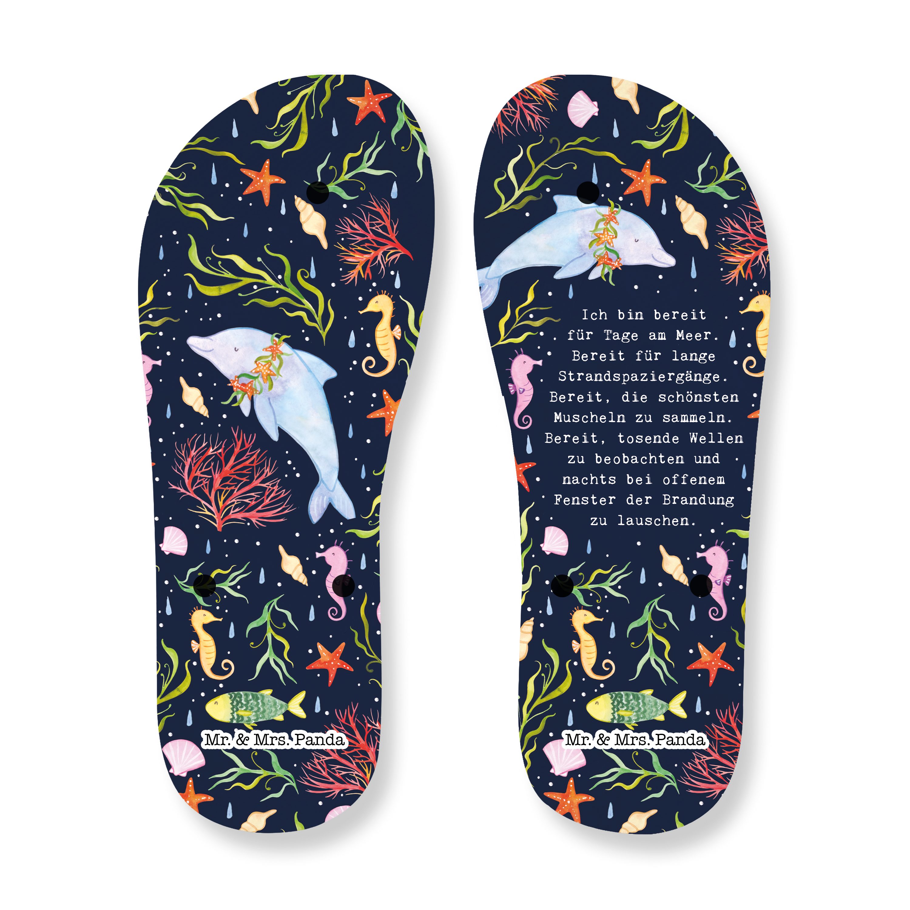 Mr. & Mrs. Panda Unter dem Meer - Weiß - Geschenk, Badeschuhe, Badeschlappen, Sommersc Badeschuh (1-tlg)