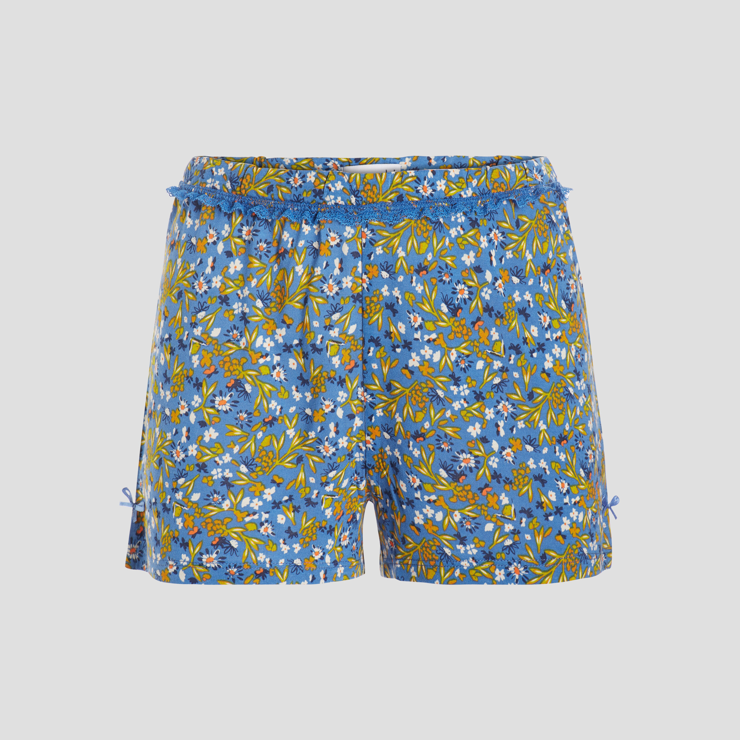 Bas de pyjama short liseré dentelle bleu electrique femme | La Halle