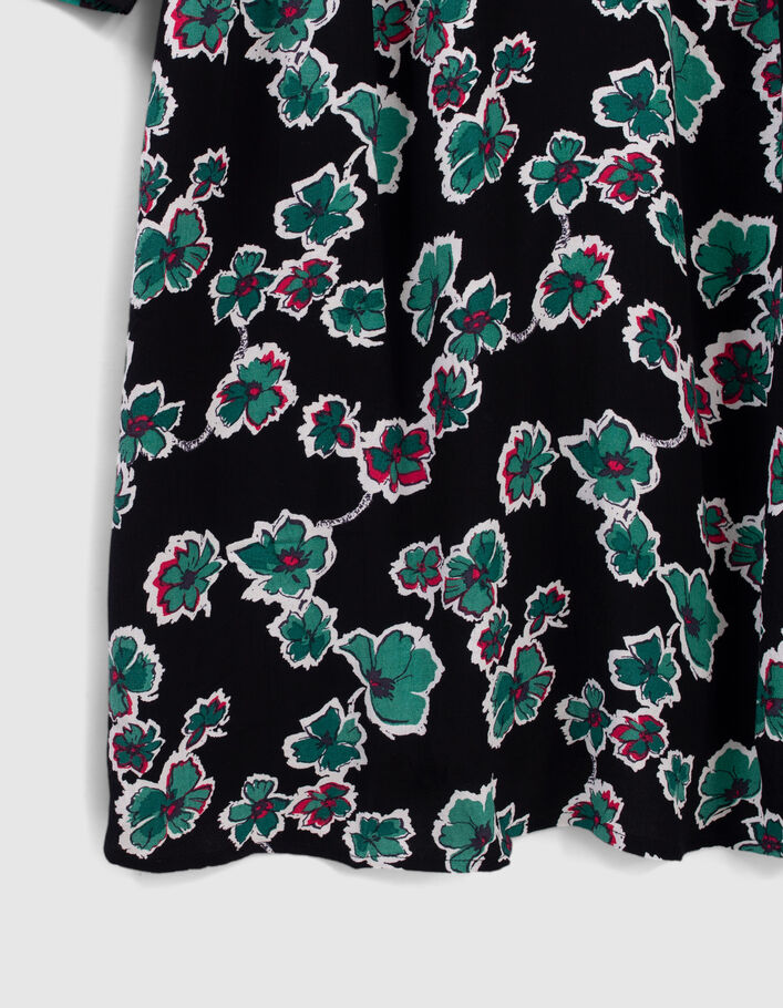 Robe noire imprimé maxi floral à col clouté Femme