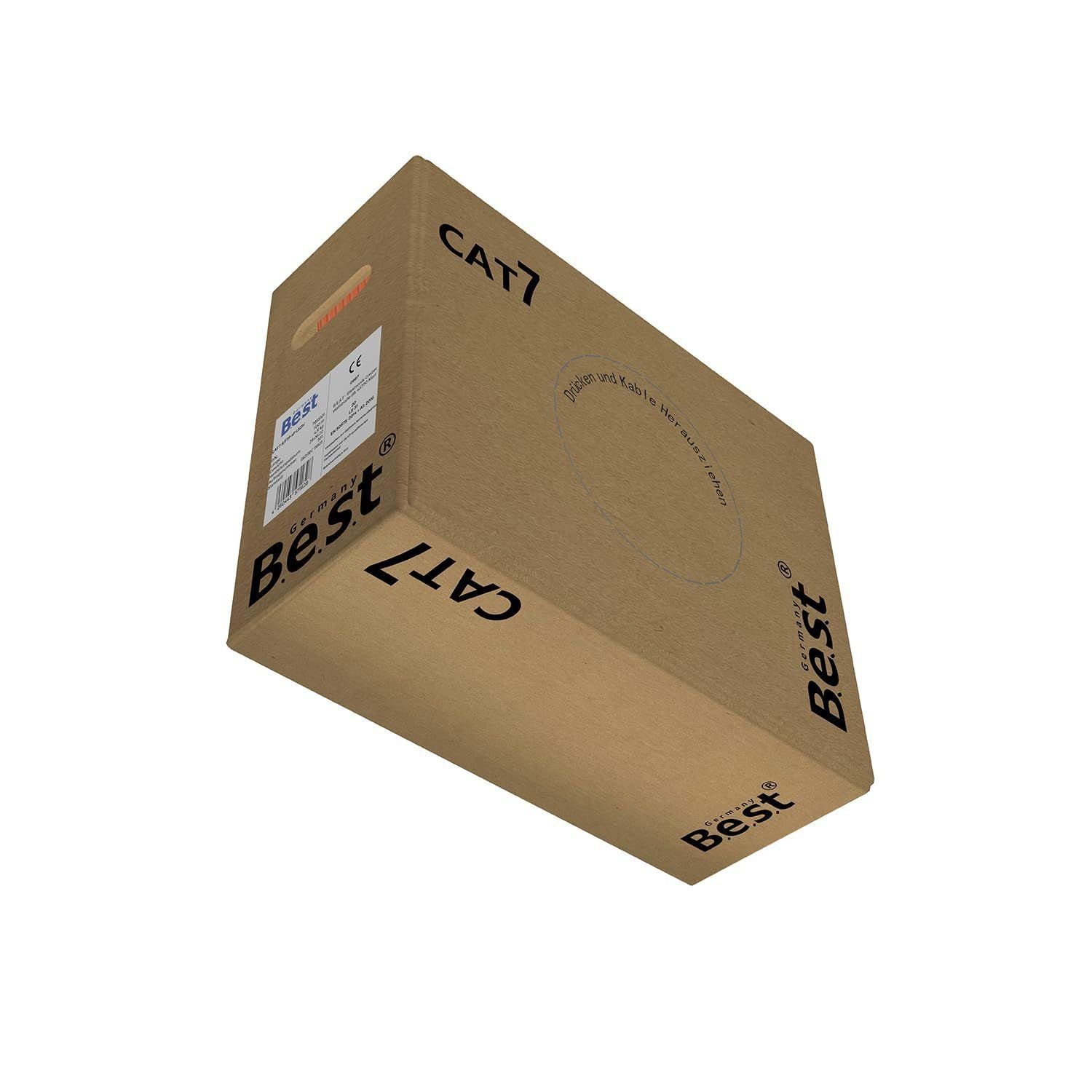 B.E.S.T. Germany CAT 7 Verlegekabel Simplex Gigabit Netzwerkkabel Lan 1000Mhz KAT 7 LAN-Kabel, (5000 cm), 50m