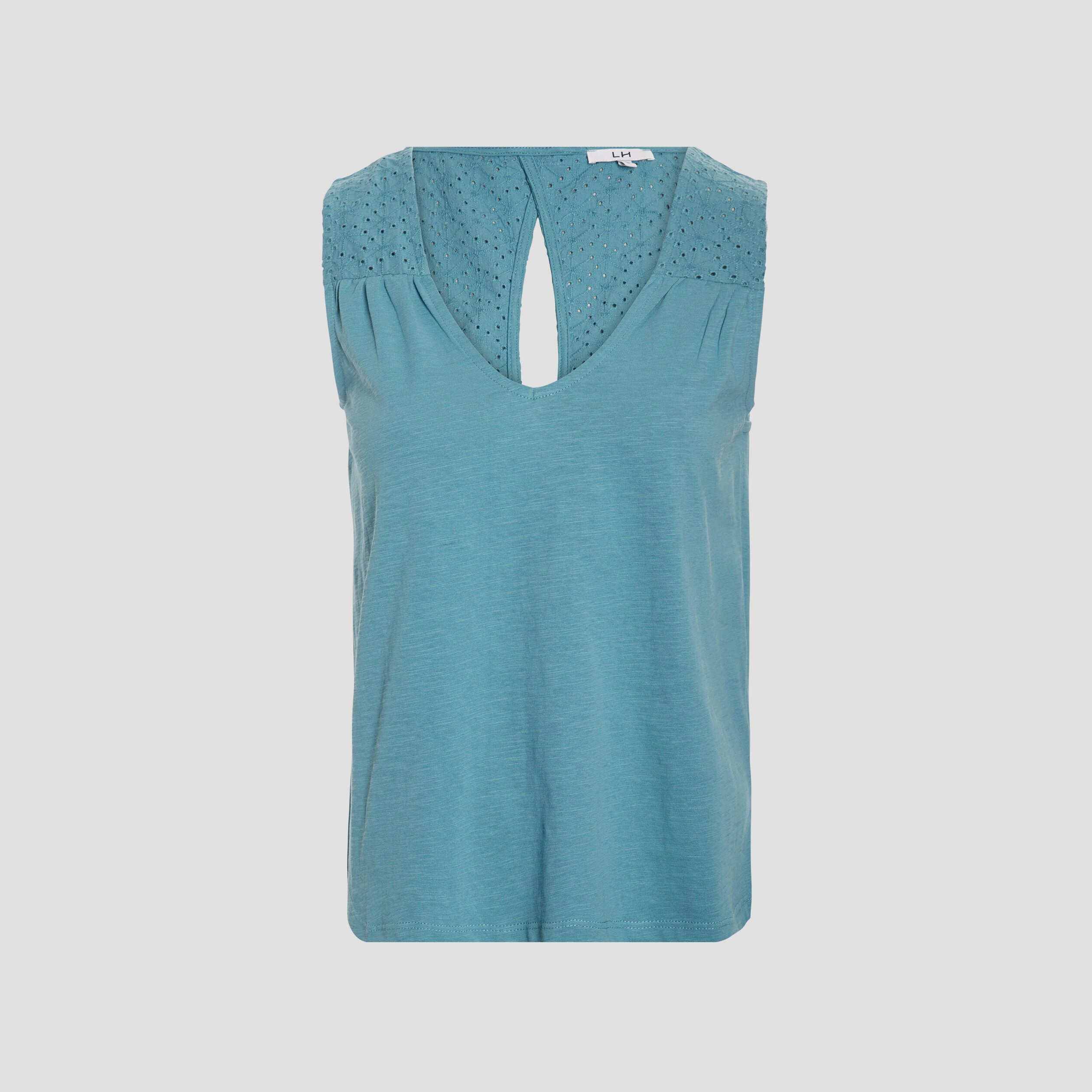 Débardeur broderie anglaise au dos bleu gris femme | La Halle