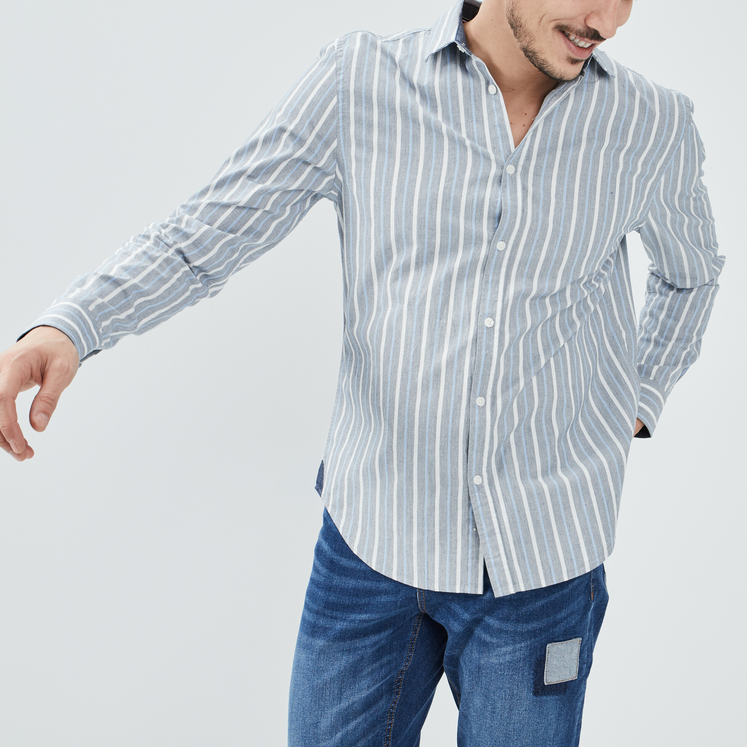 Chemise manches longues Creeks bleu homme | La Halle