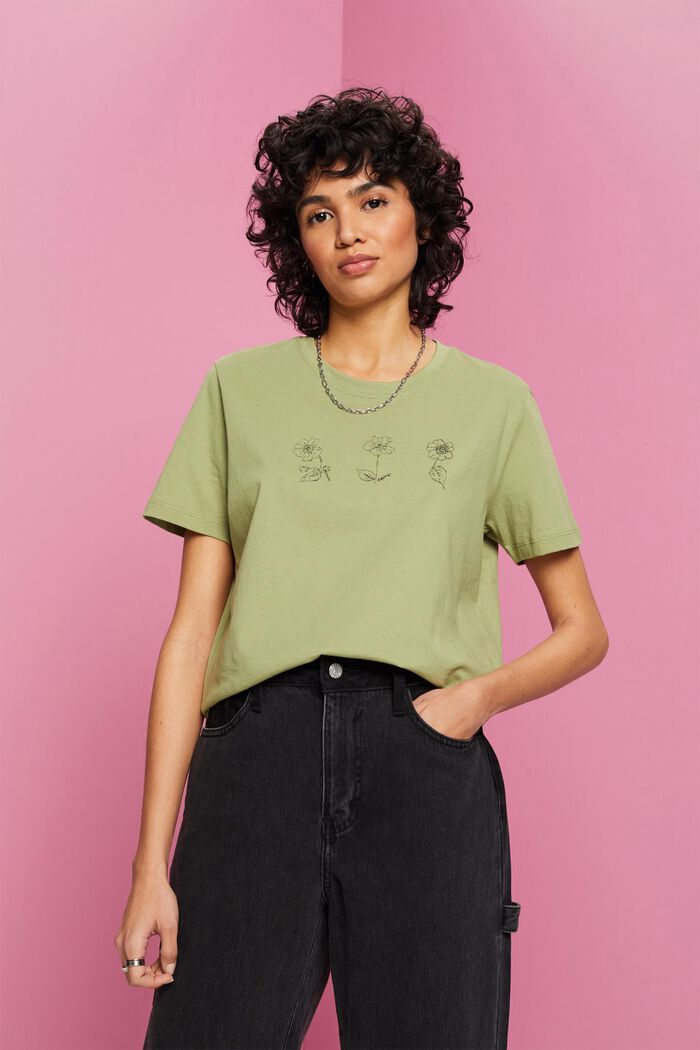 Baumwoll-T-Shirt mit Blumenprint