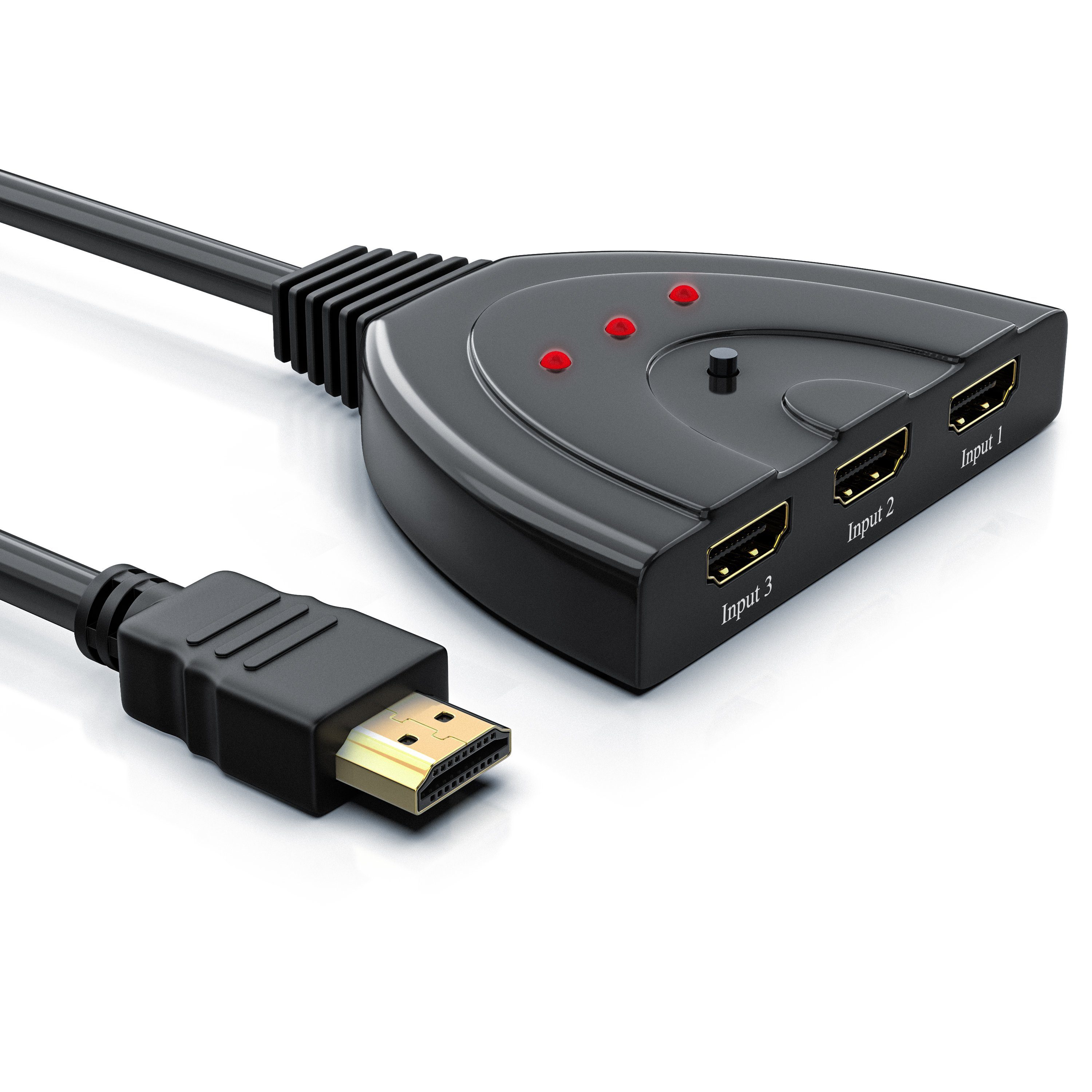 CSL Audio / Video Matrix-Switch, 3-Port Full HDMI Switch, automatische Umschaltung / 3D / HDCP / CEC