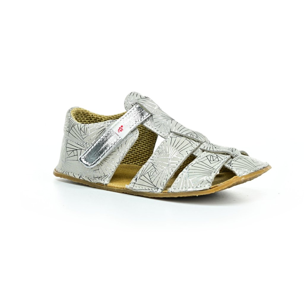 Ef Sam weiß-silber glänzende Barfußsandalen