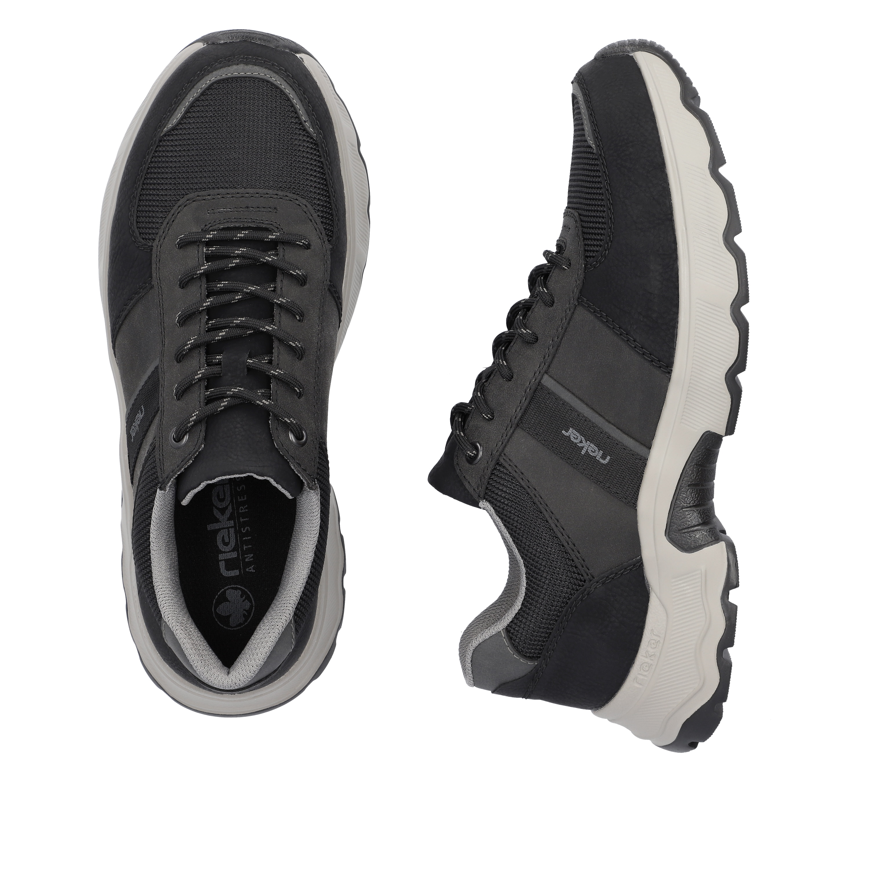 Rieker Herren Schnürschuhe asphaltschwarz