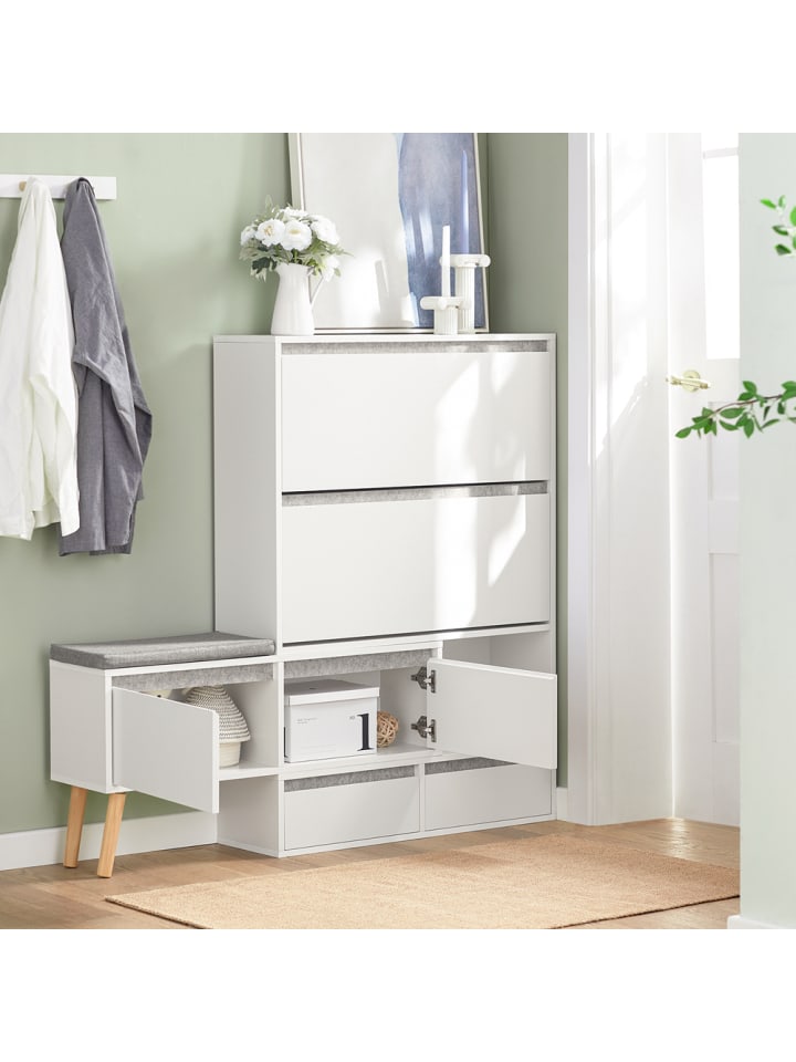 SoBuy Schuhkipper in Weiß - (B) (92-124) x (H)115 x (T)24cm günstig kaufen onesize