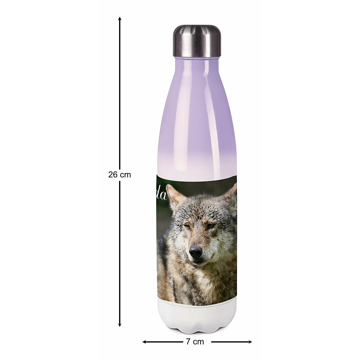 Edelstahl Kinder Thermoflasche / Trinkflasche bunt Wolf Spülmaschinenfest, Auslaufsicher, Bruchfest, Doppelwandig, Für Heißgetränke geeignet, Mit Deckel, Isoliert