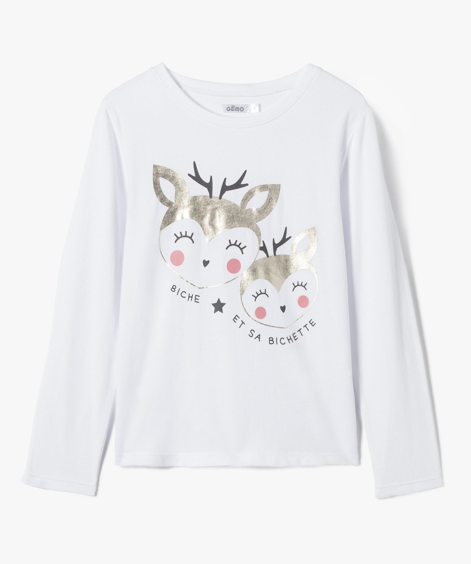 Ensemble nuit fille avec veste peluche, tee-shirt et pantalo... ecru | GEMO