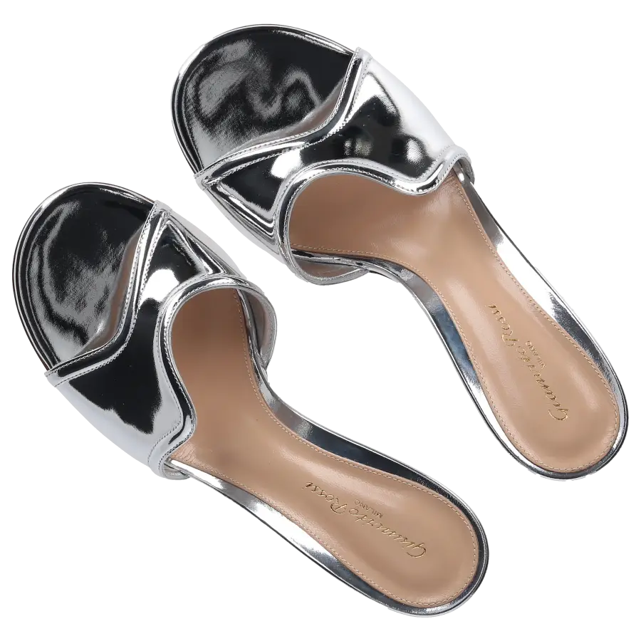 Gianvito Rossi - Pantoletten LUCREZIA Lackleder - silber