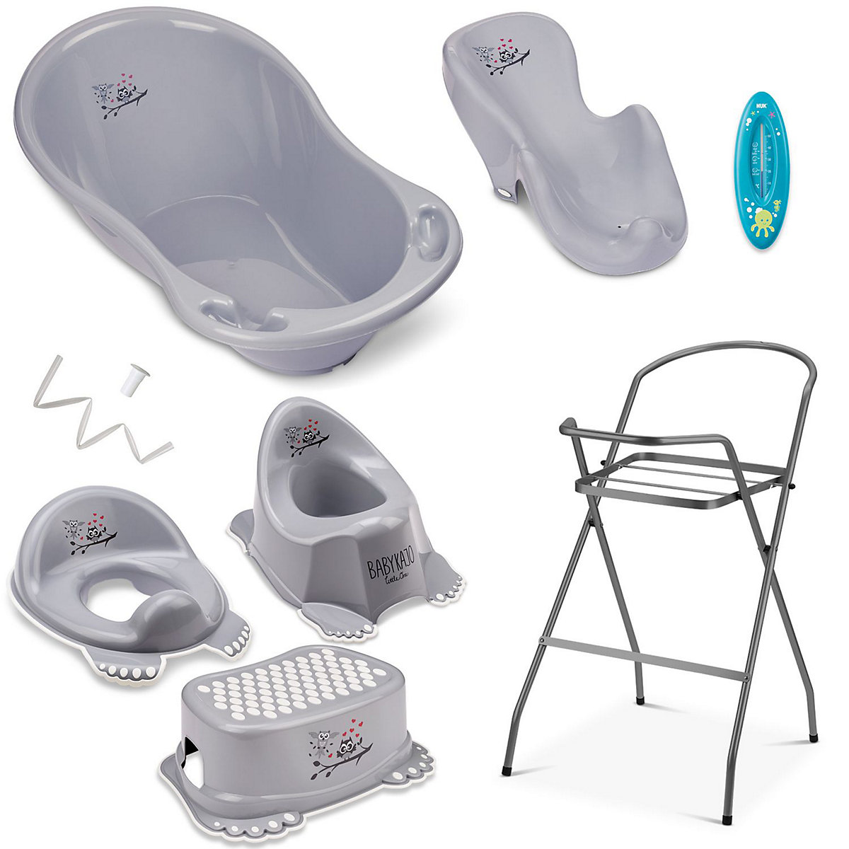Baby Badewanne 7 Set - Baby Wanne, Badesitz, Ständer, Abfluss, Töpfchen, Hocker, Toilettentrainer.