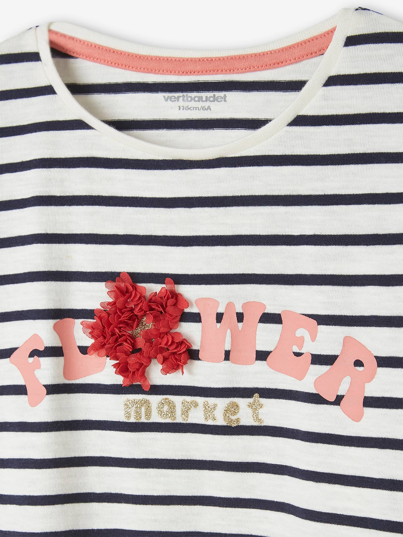 Vertbaudet Mädchen T-Shirt mit Rüschenmotiv - himmelblau