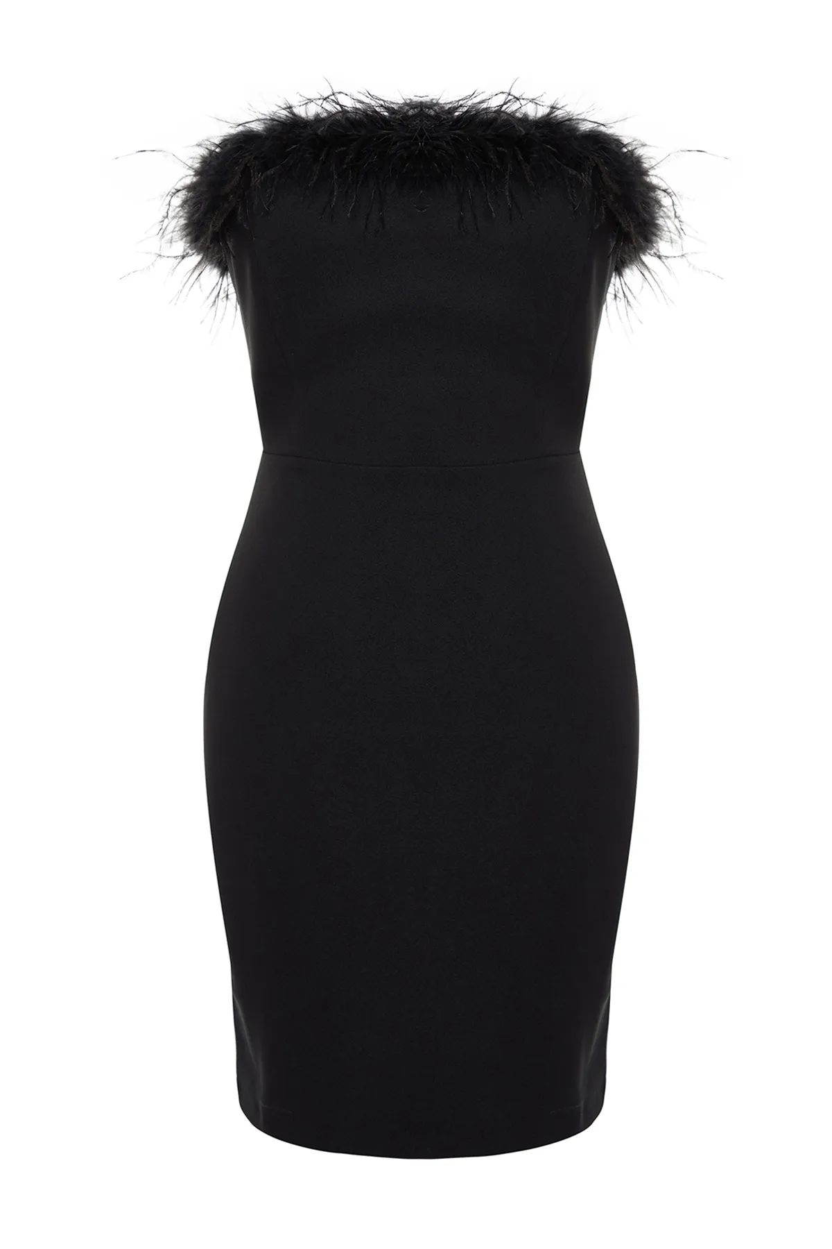 Trendyol Collection  Schwarzes, figurbetontes, gefüttertes, gewebtes Abendkleid TPRSS23EL00547