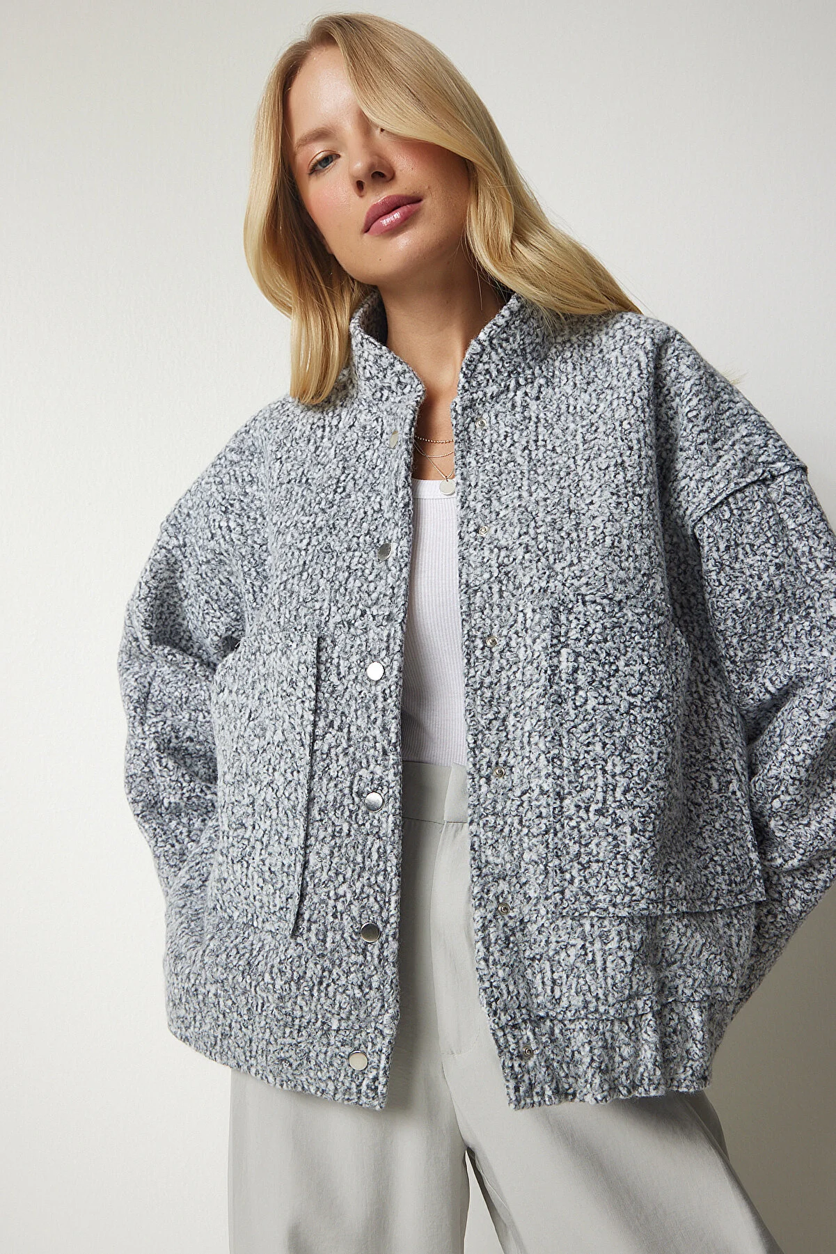 Happiness İstanbul  Jacke - Grau - Oversized