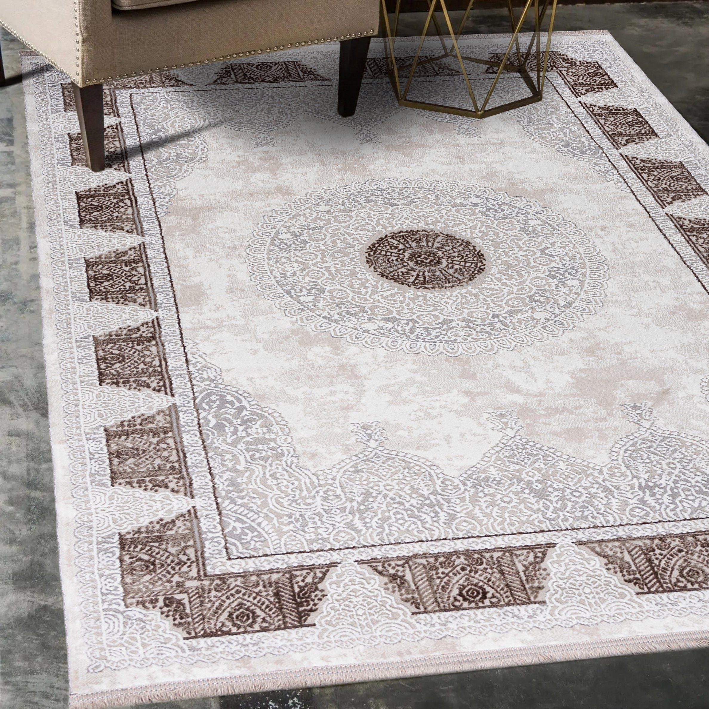Orientteppich Orientalisch Teppich mit Fransen, Mazovia, 160 x 230 cm, Kurzflor, Fransen, Orientteppich, Vintage