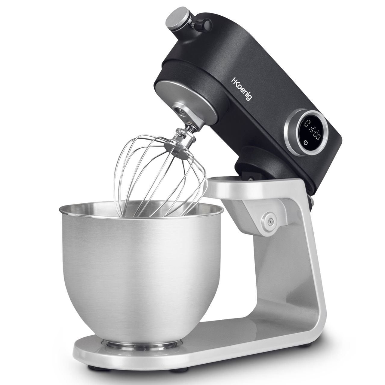 H.Koenig KM120 Küchenmaschine, professionell, multifunktionell, 5 l, Edelstahl, Mattgrau, leistungsstark, 800 W, 8 Geschwindigkeitsstufen