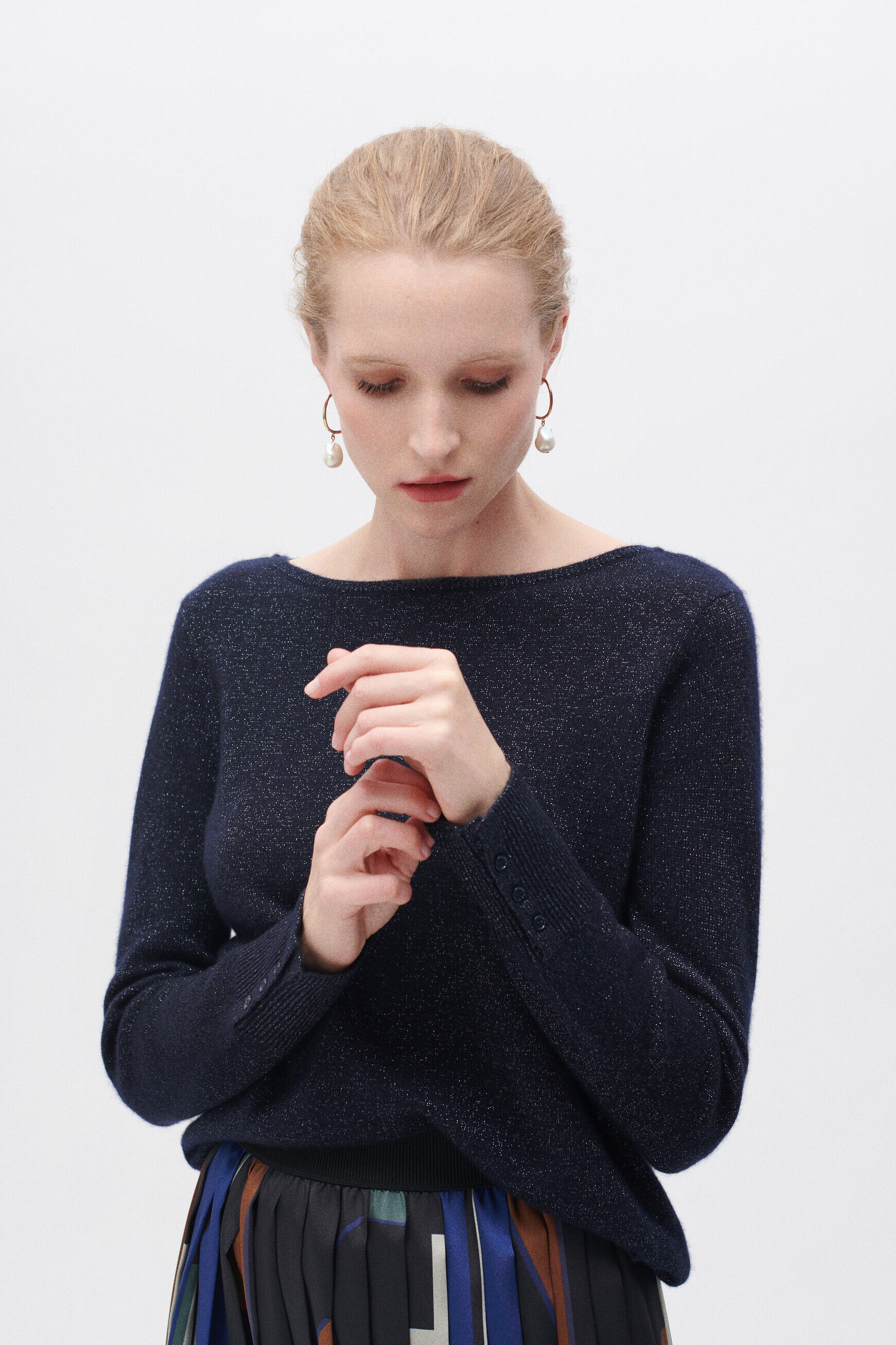 Pull zoan bleu marine femme