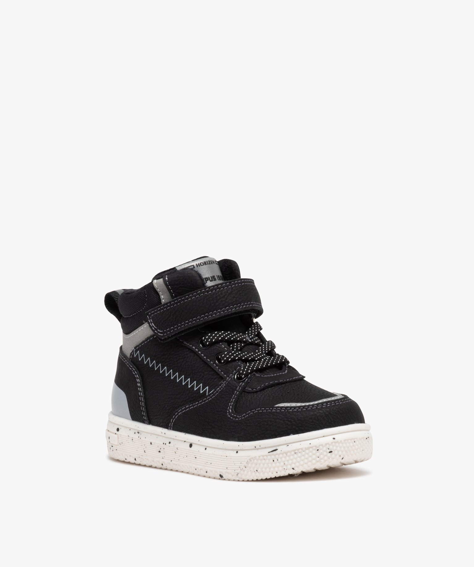 Boots fourrés à lacets et scratch Garçon noir | GEMO