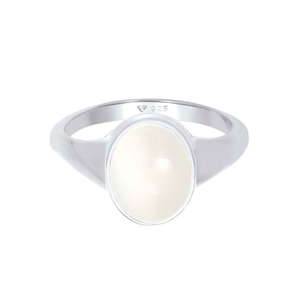 Elli Elli Bague Femmes avec Pierre de Lune en Argent Sterling 925 Plaqué Or Bague