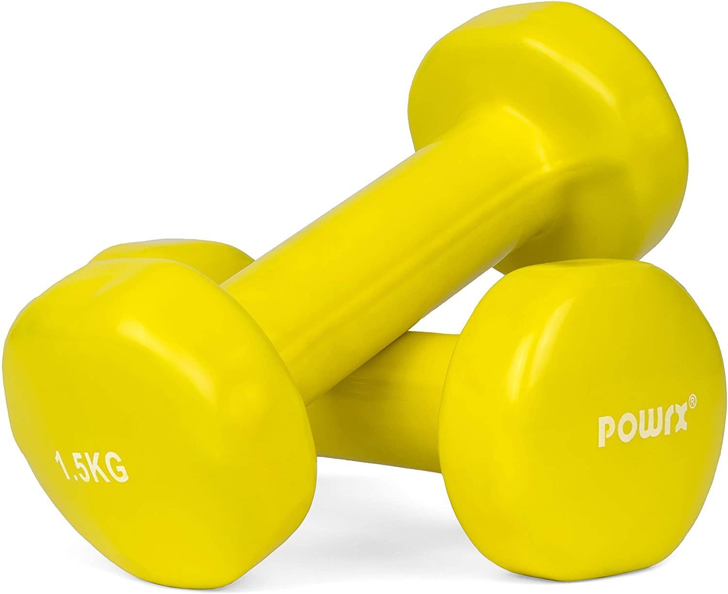 POWRX Gymnastikhantel Vinyl Hanteln Paar (0,5-10 kg) für Gymnastik Aerobic Pilates, Rosa (2X0,5Kg)