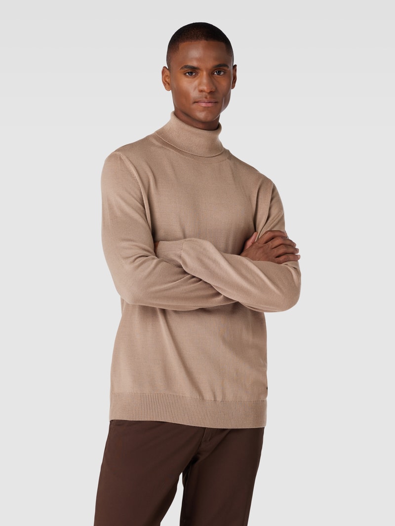 Rollkragenpullover aus Schurwolle Modell 'Donte' in beige